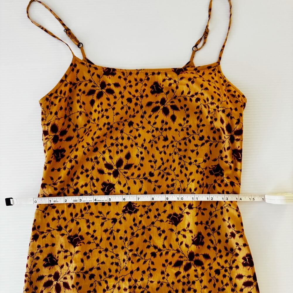 Sisley Italy Mini Slip Dress Yellow Red Floral 90s Y2K Euro Summer Romantic XS - Picture 10 of 16